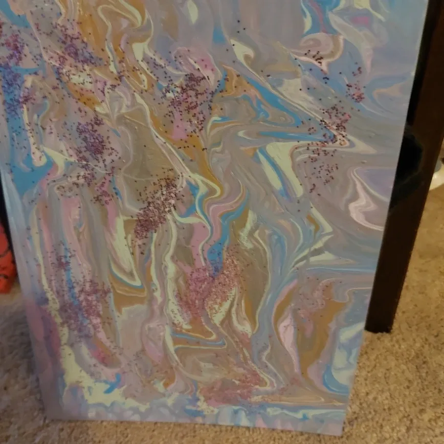 Acrylic Pour Painting with Glitter