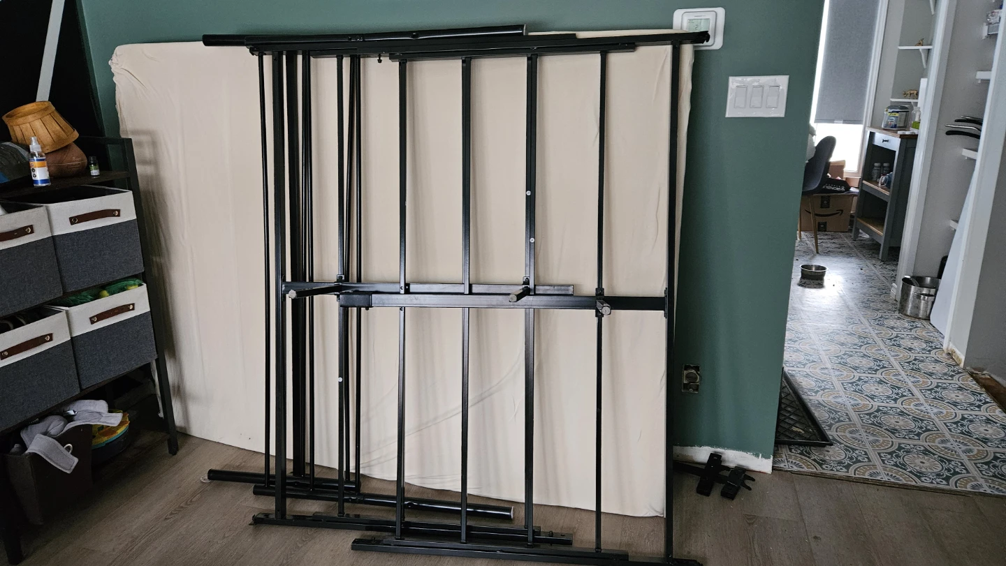 Black Queen metal frame bed with 8 inch memory foam mattress - photo 2