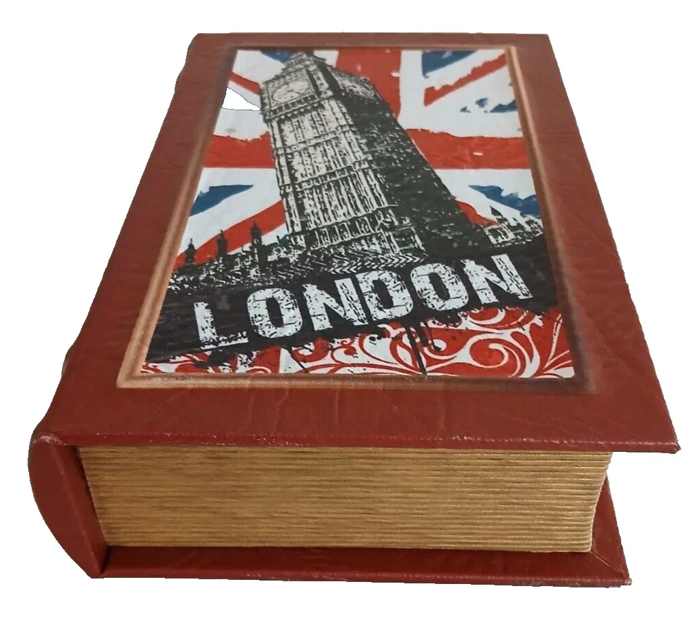 Decorative wood London Book Box image indicator(2)