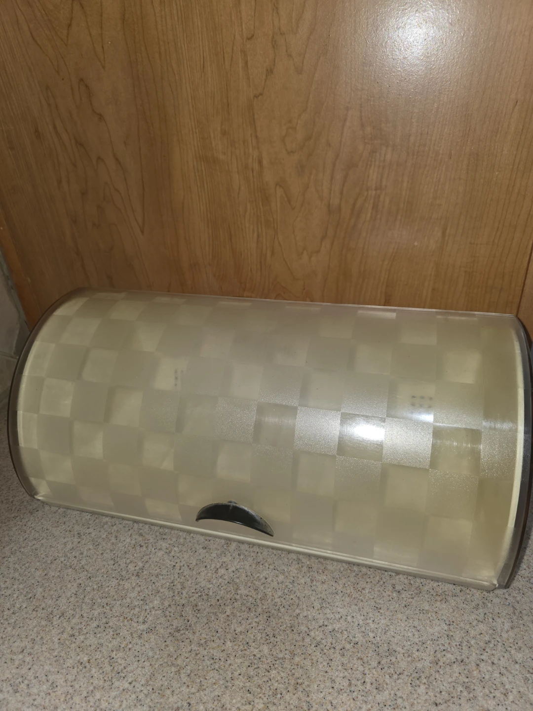 1 Vintage Bread Box - Beige Checkered Pattern