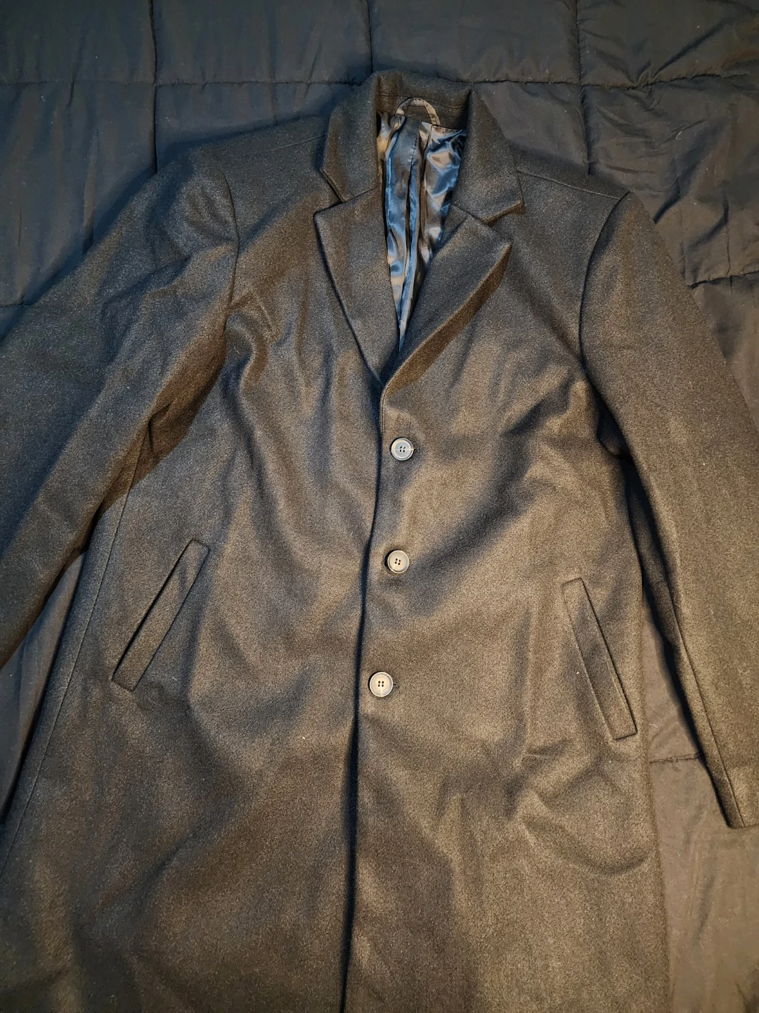 Black Wool Blend Overcoat