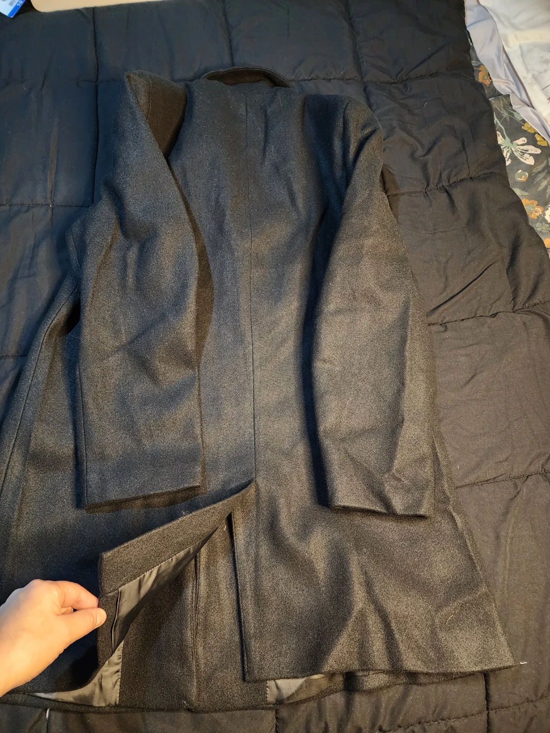 Black Wool Blend Overcoat - photo 3