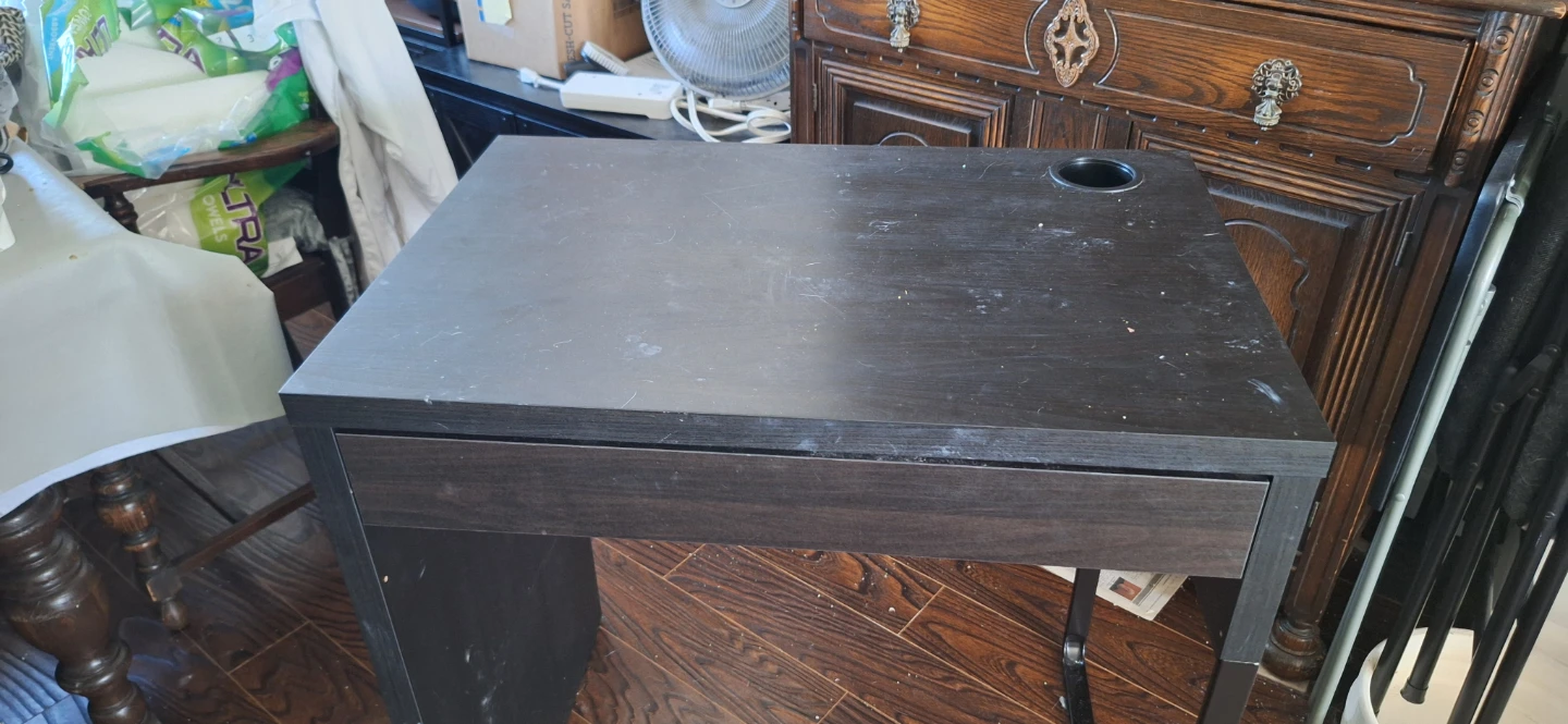 Black office desk with drawer