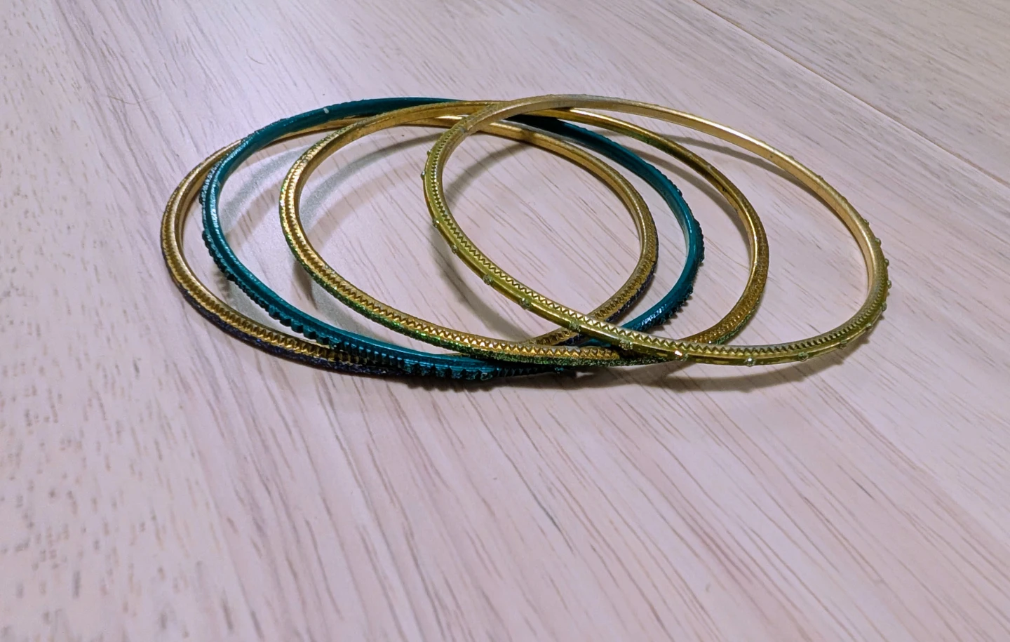 Brand New Set of 4 Bangles - Gold & Teal - photo 2