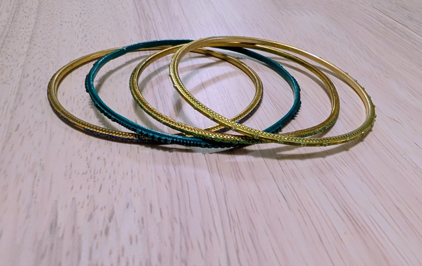 Brand New Set of 4 Bangles - Gold & Teal - photo 3