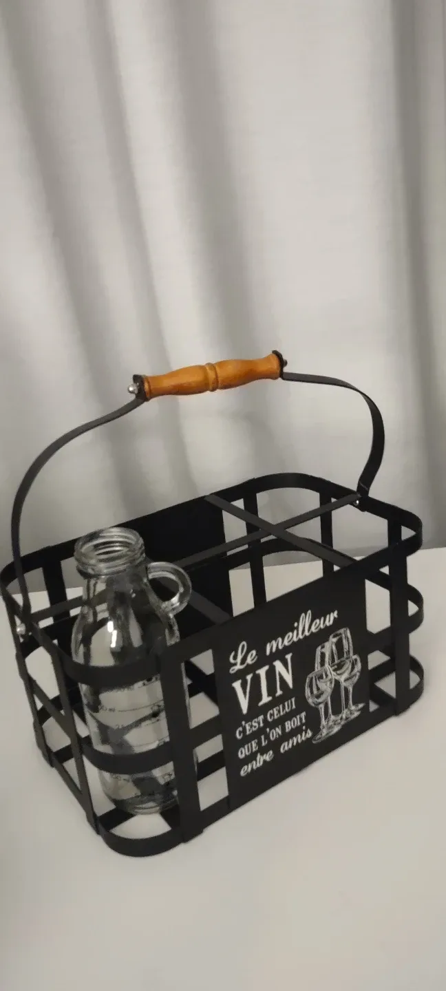 (NEW) Metal Wine Bottle Holder with Handle - #Cleanout image indicator(3)