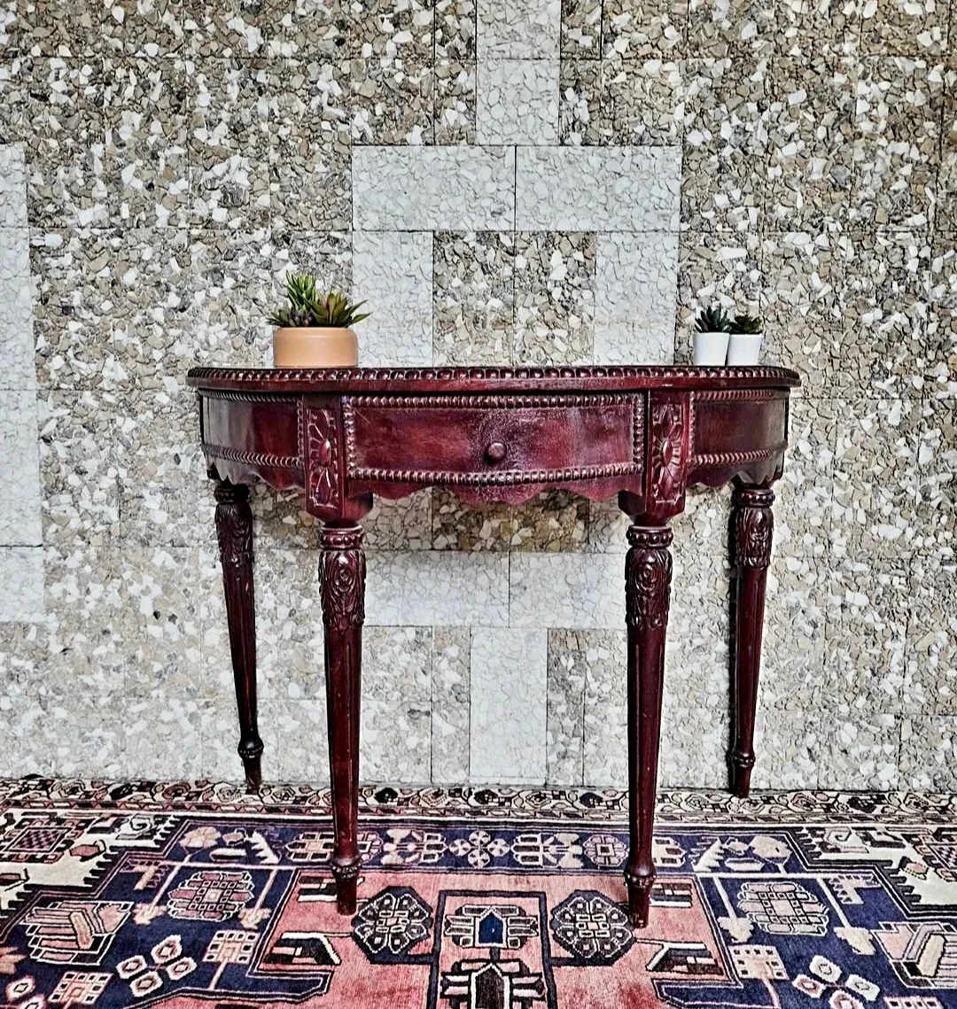 Antique Hand Carved Rosewood Hallway Entryway Console Table