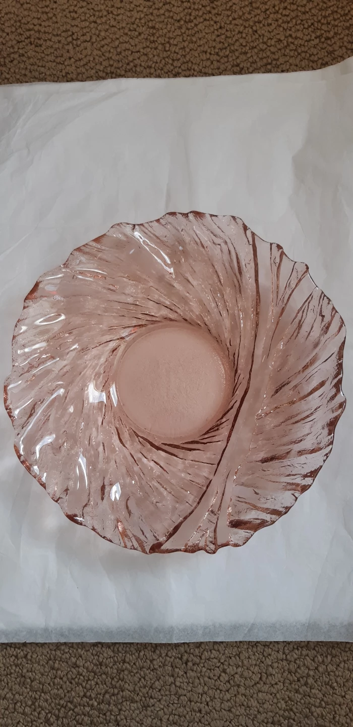 Vintage Pink Glass Serving Bowl