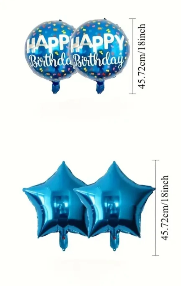 Happy Birthday Balloons - Blue, 18 inch