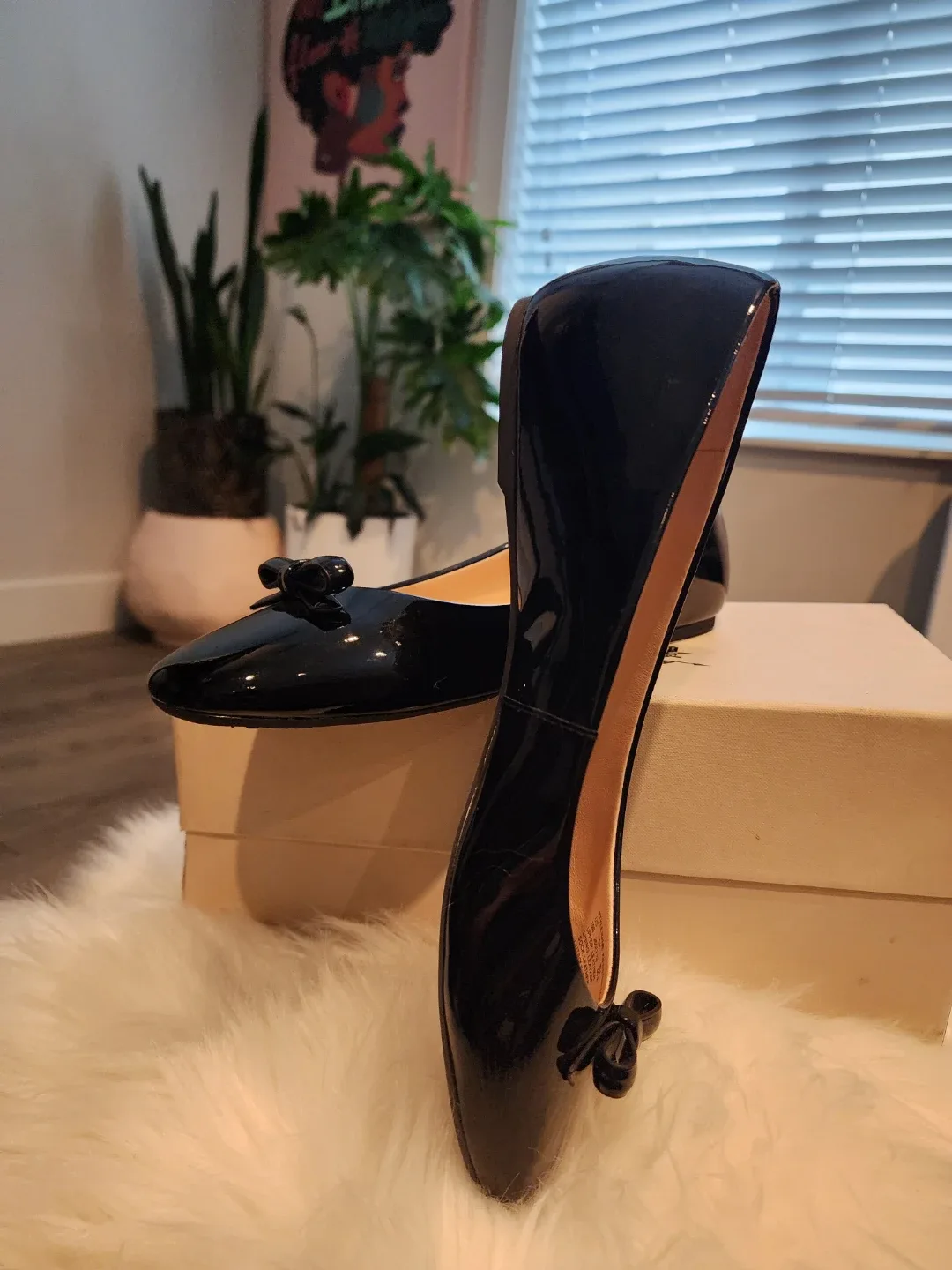 Kate Spade Black Patent Leather Ballet Flats image indicator(2)