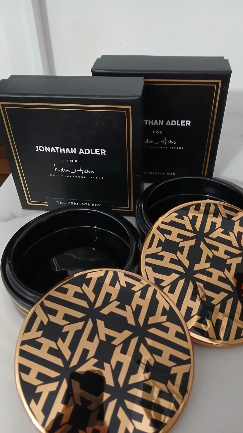 Jonathan Adler set of 2 ceramic trinket vessels image indicator(2)