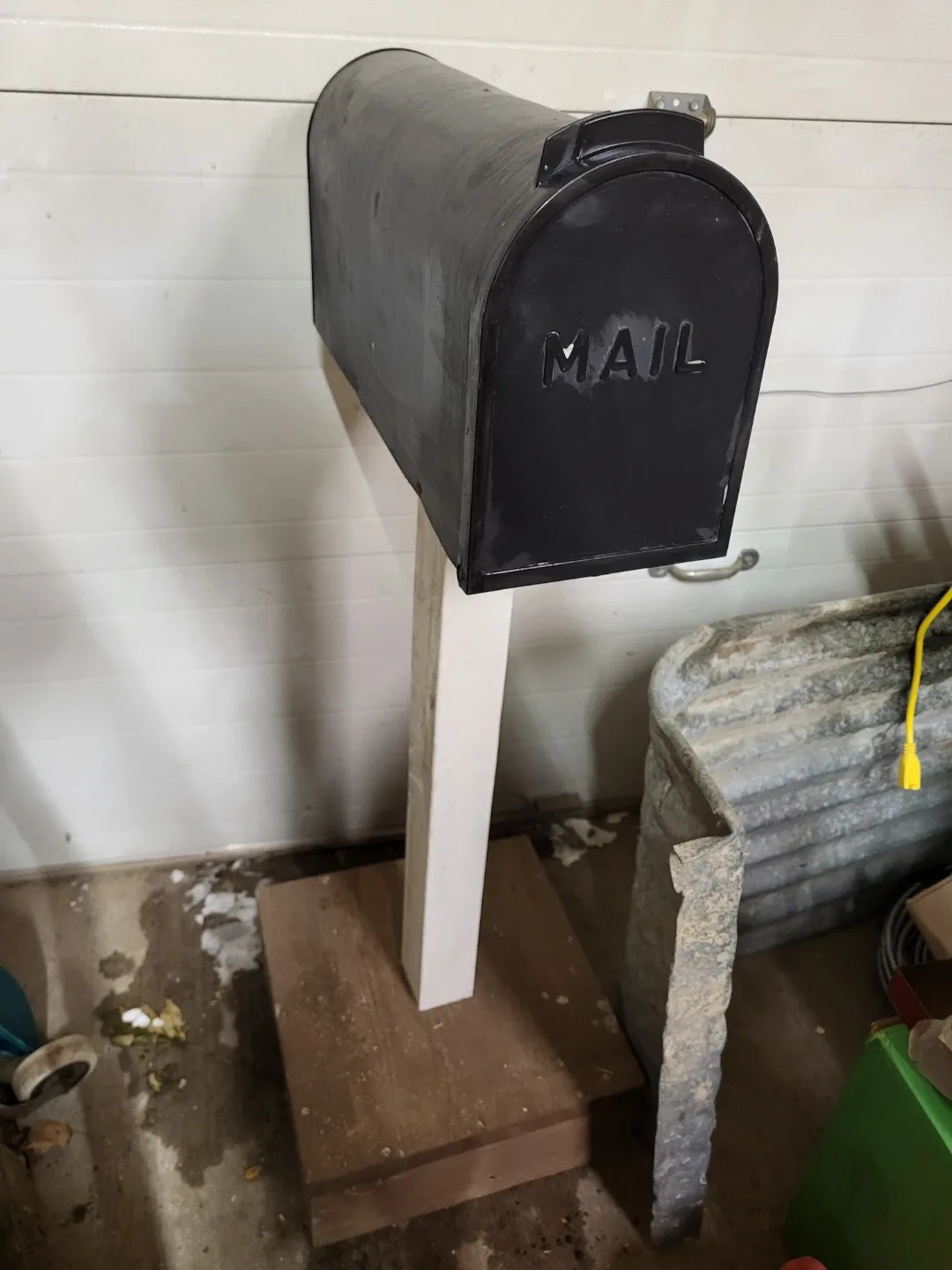 Black Mailbox with Post & Stand