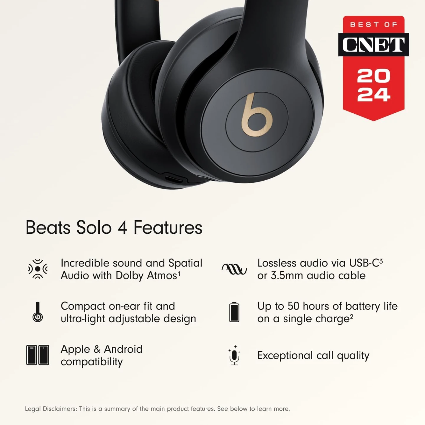Beats Solo 4 Black & Gold Headphones - New in Box - photo 4