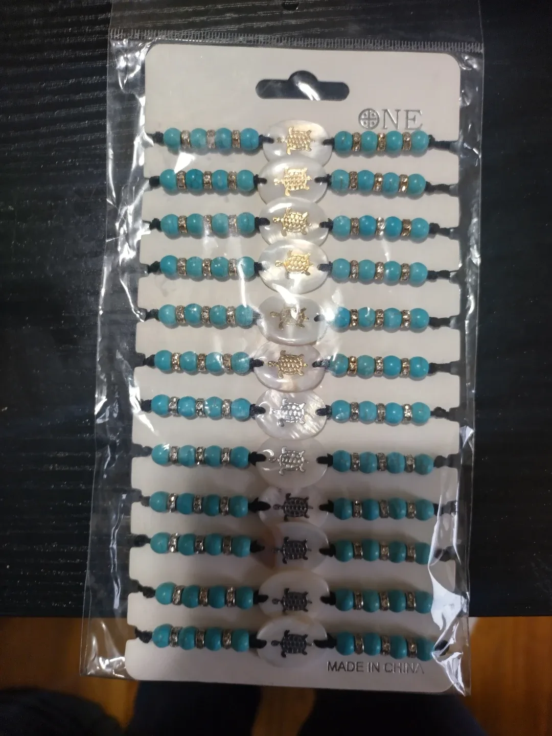 Turtle Charm Beaded Bracelet Set - New