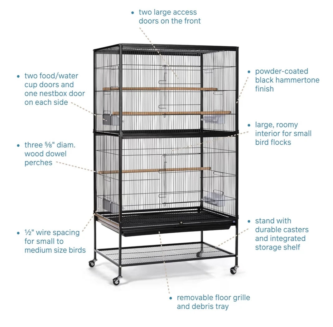 Large Black Bird Cage with Stand - photo 5