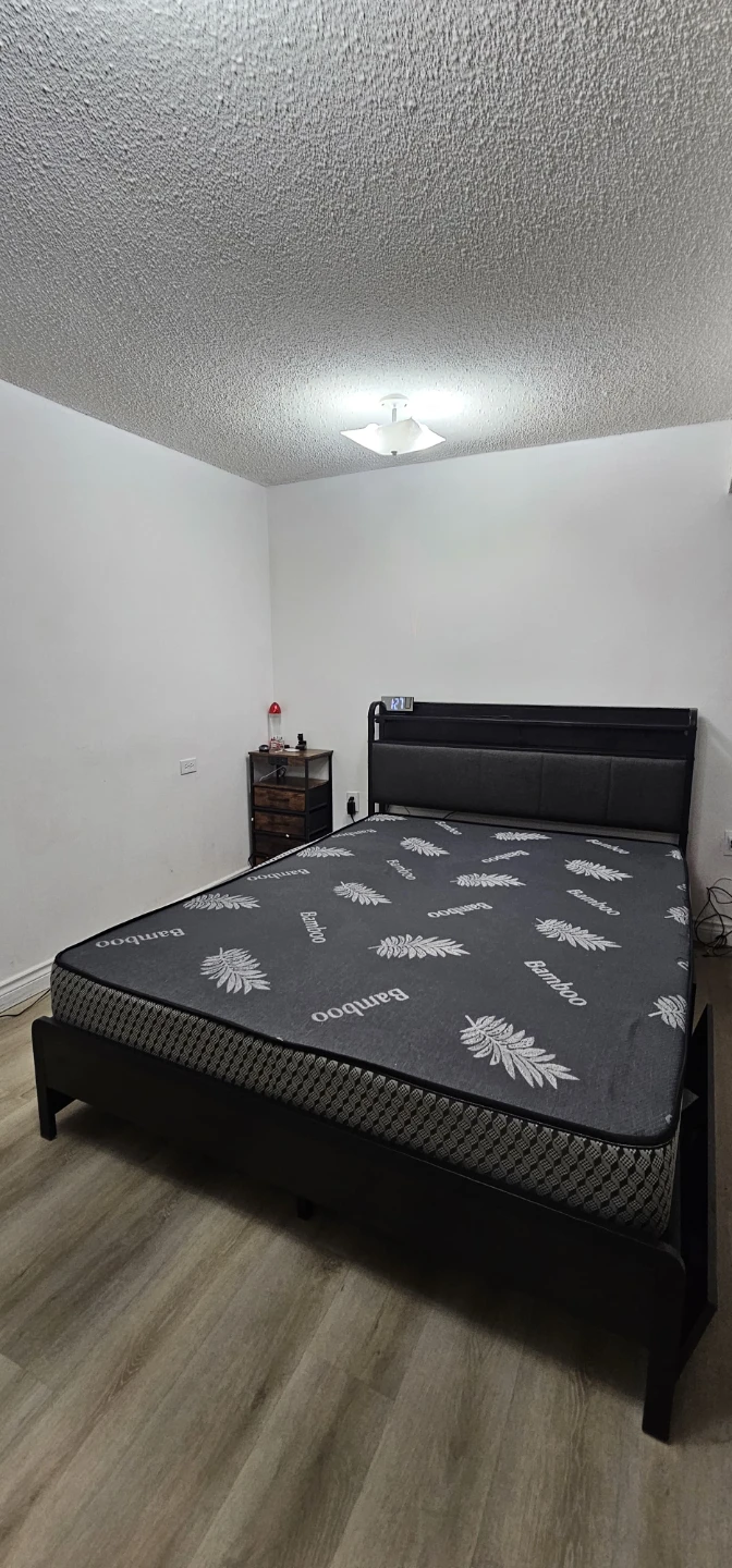 Queen Size Bed Frame with LED Lights and Mattress - photo 2