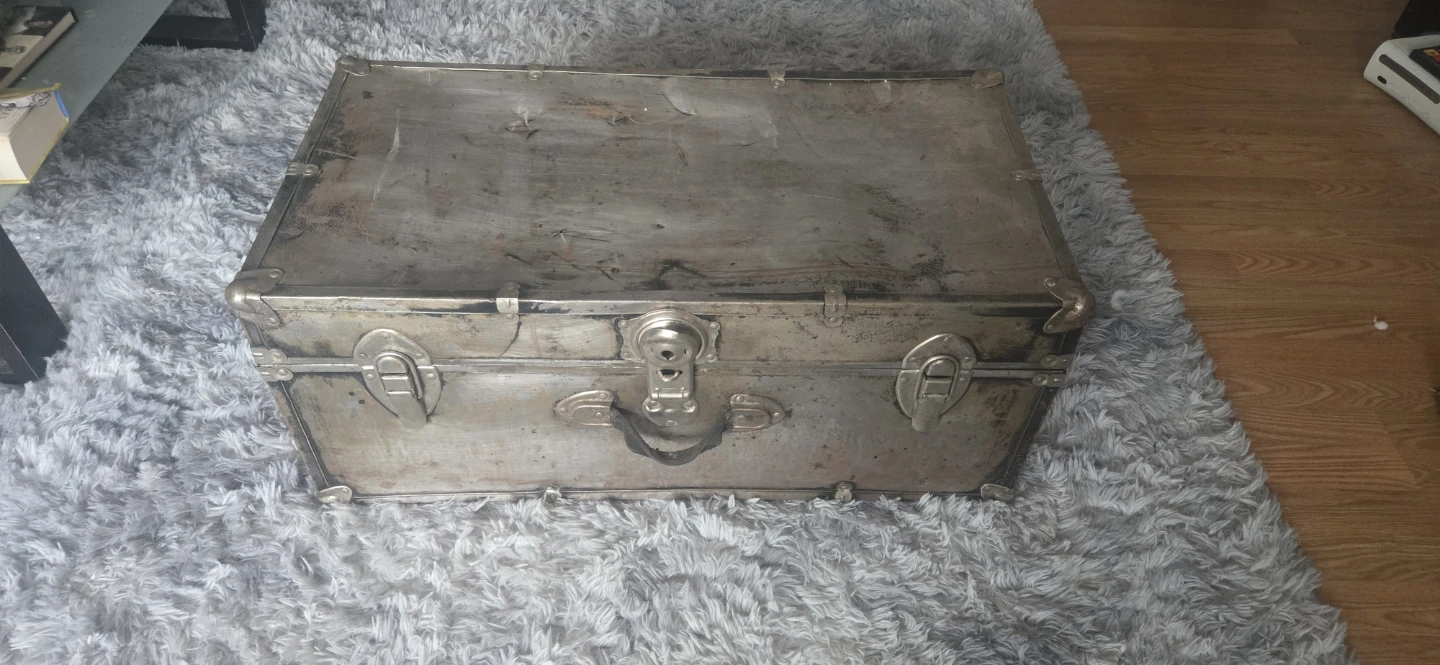 Antique Metal Steamer Trunk