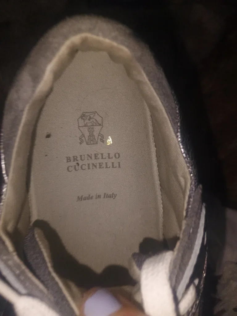 Brunello Cucinelli Grey Suede and Silver Sneakers image indicator(5)
