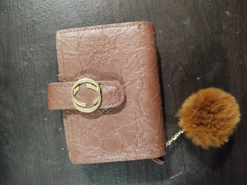 Brown Wallet with Pom Pom