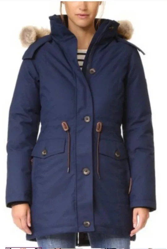 Quartz Co. Navy Down Parka - Size Extra Small