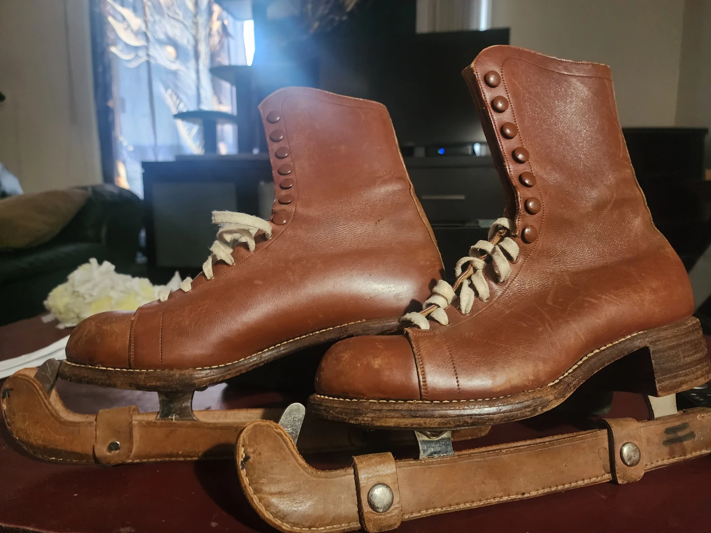 Vintage Fritsch Schrannk Leather Ice Skates - Size 4 1/2E - photo 3