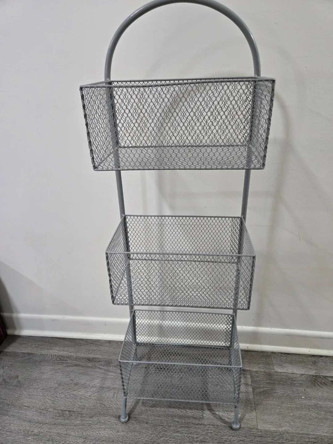 Grey Metal Wire Basket Storage Rack