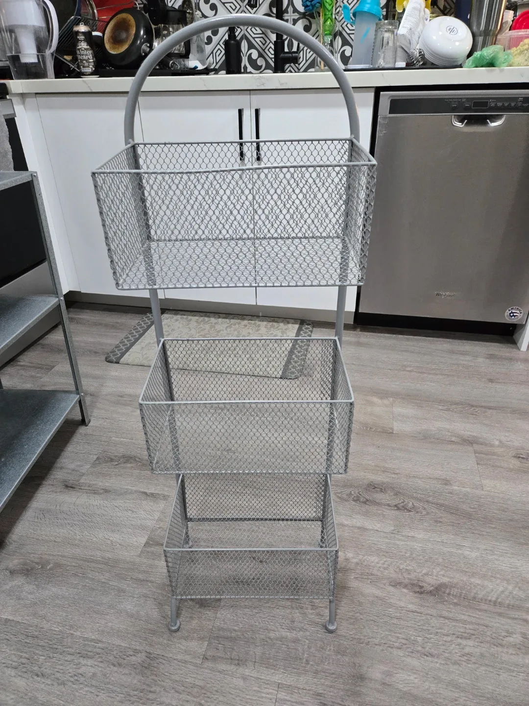 Grey Metal Wire Basket Storage Rack image indicator(3)