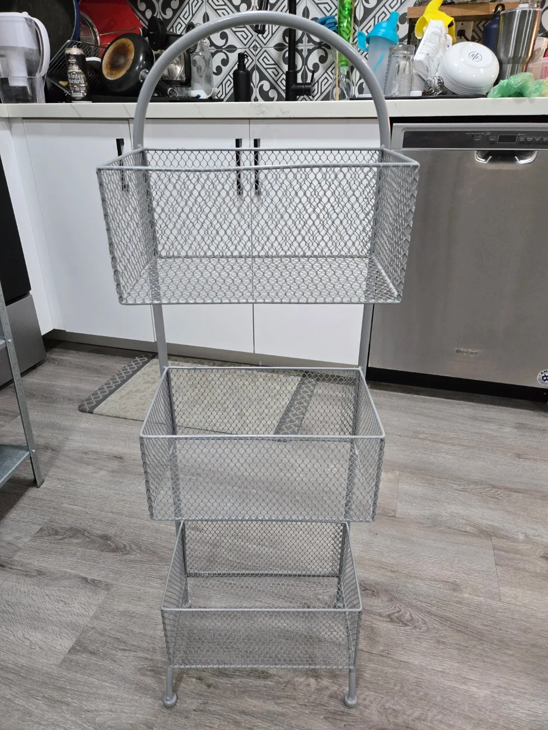 Grey Metal Wire Basket Storage Rack image indicator(7)