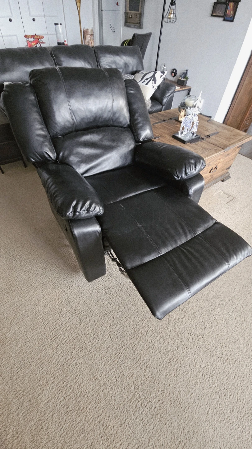 Black Leather like Recliner - Gently Used - photo 2