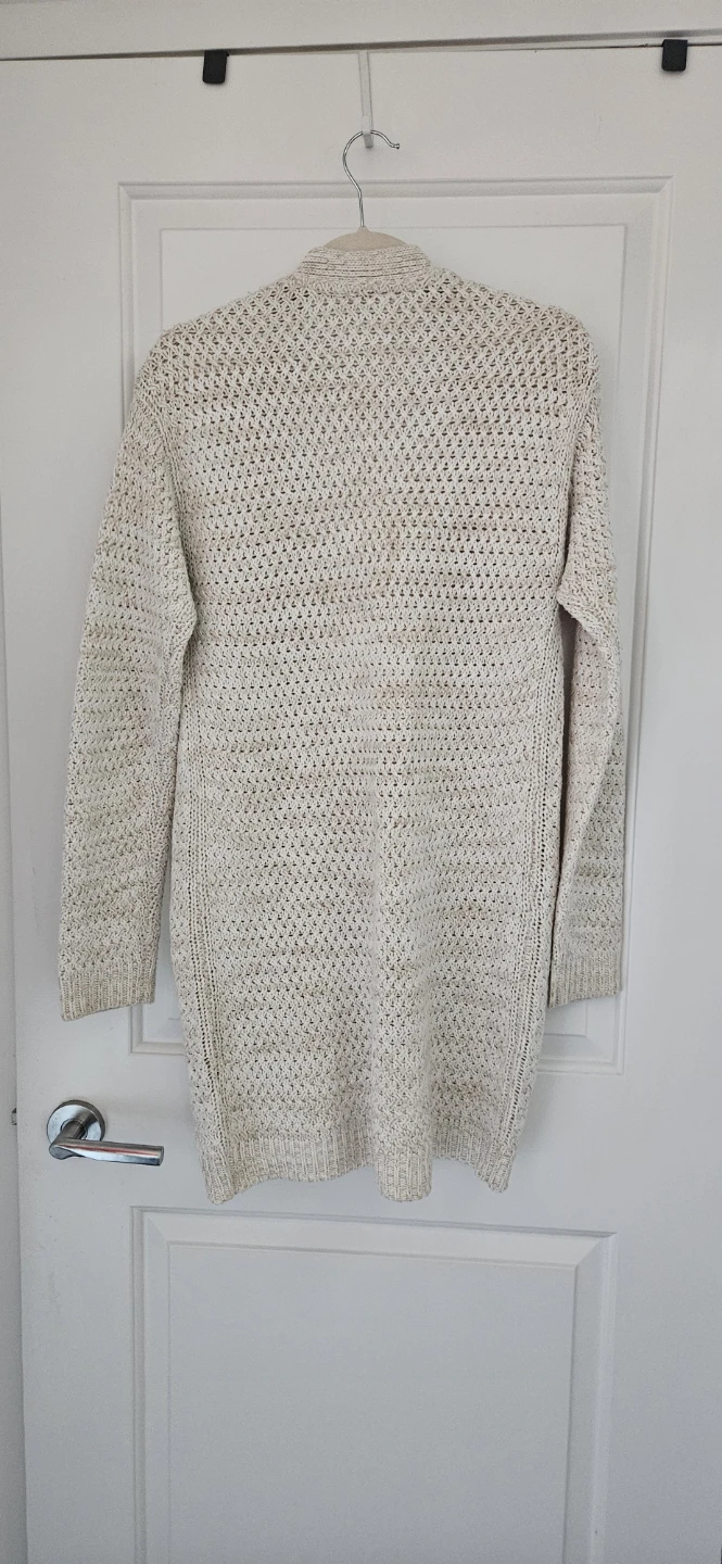 Cream Knit Cardigan with Pockets, Size Medium - photo 2