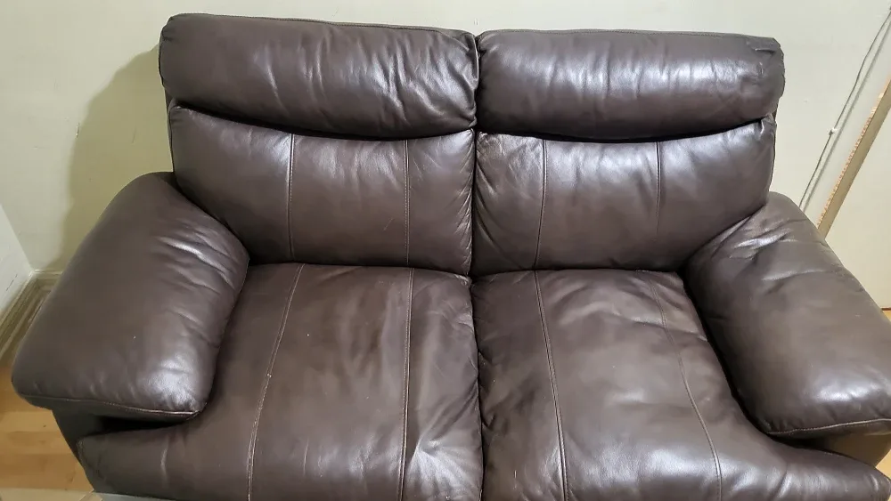 Brown Leather Loveseat - 62" Length