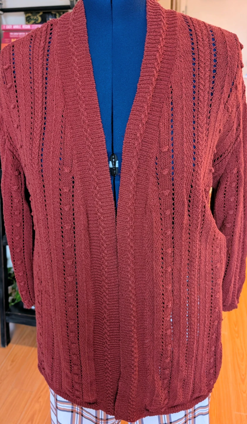 Rust Colored Knit Cardigan - Size Large to XL