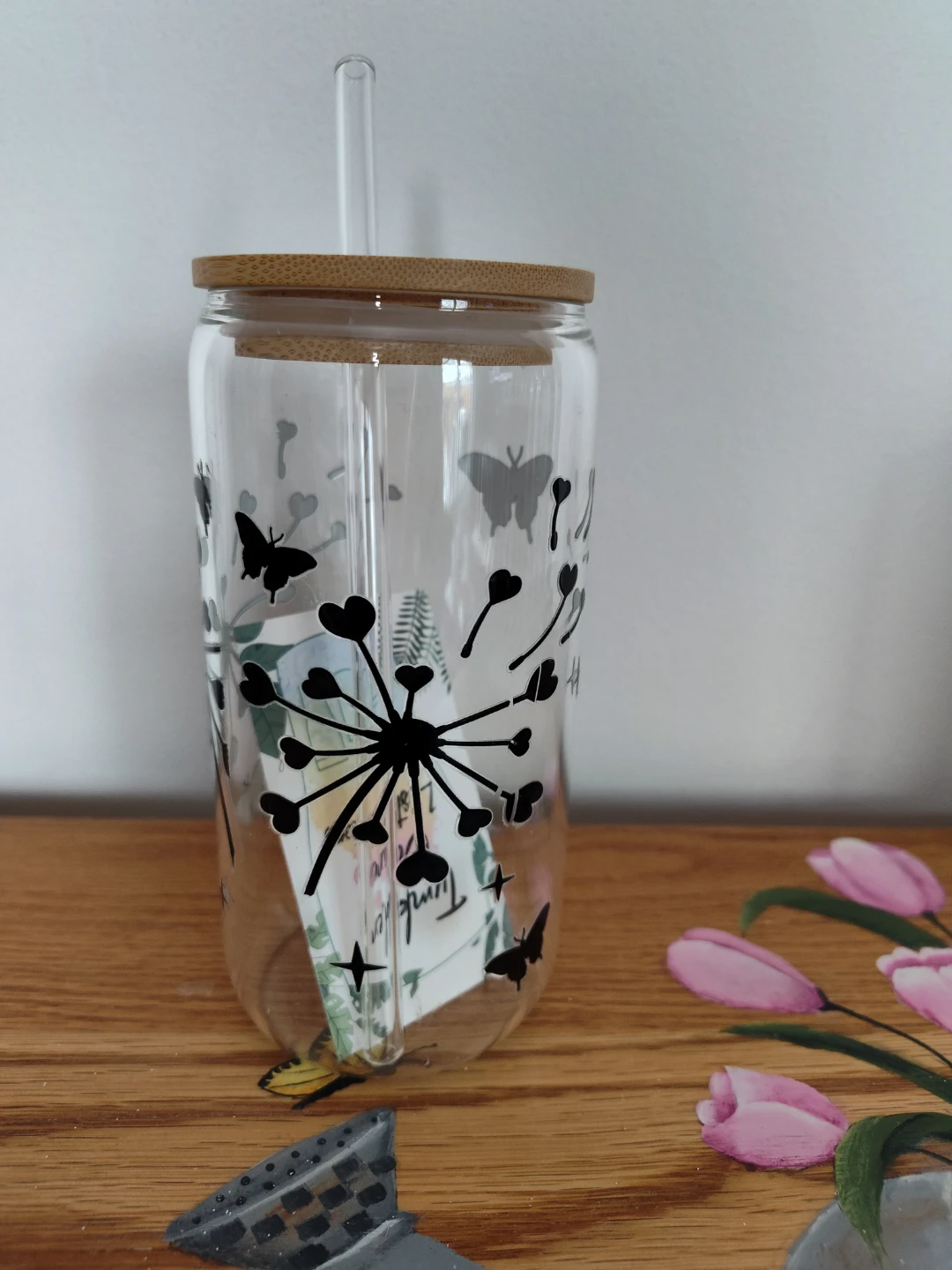 Glass Tumbler with Straw & Brush