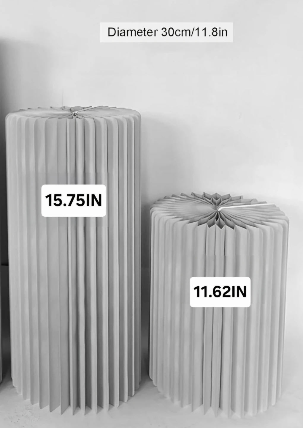 Set of 2 White cardboard Cylinder Stands, Foldable - photo 2