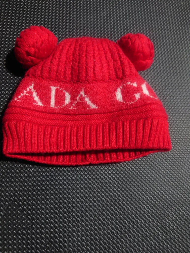 Canada Goose Red Knit Pom Pom Beanie