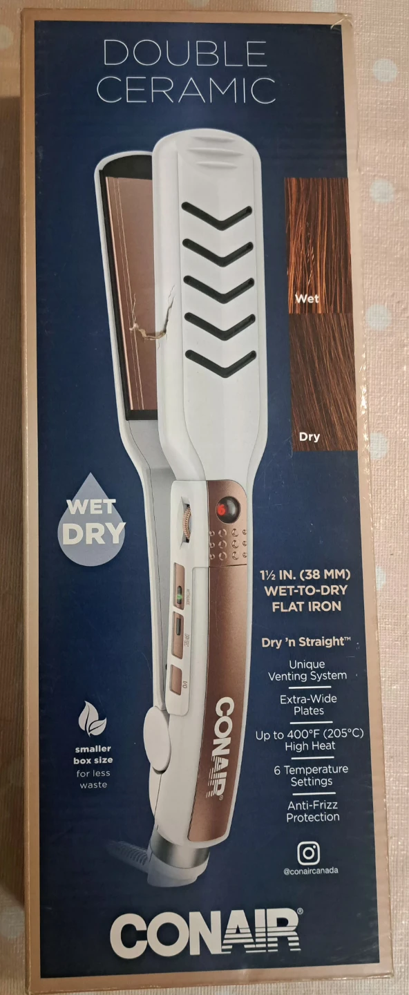 New in box...Conair Double Ceramic Flat Iron - Wet to Dry - photo 2