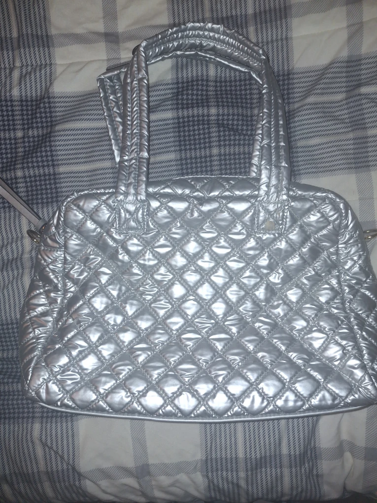 MZ Wallace Silver Quilted Tote Bag