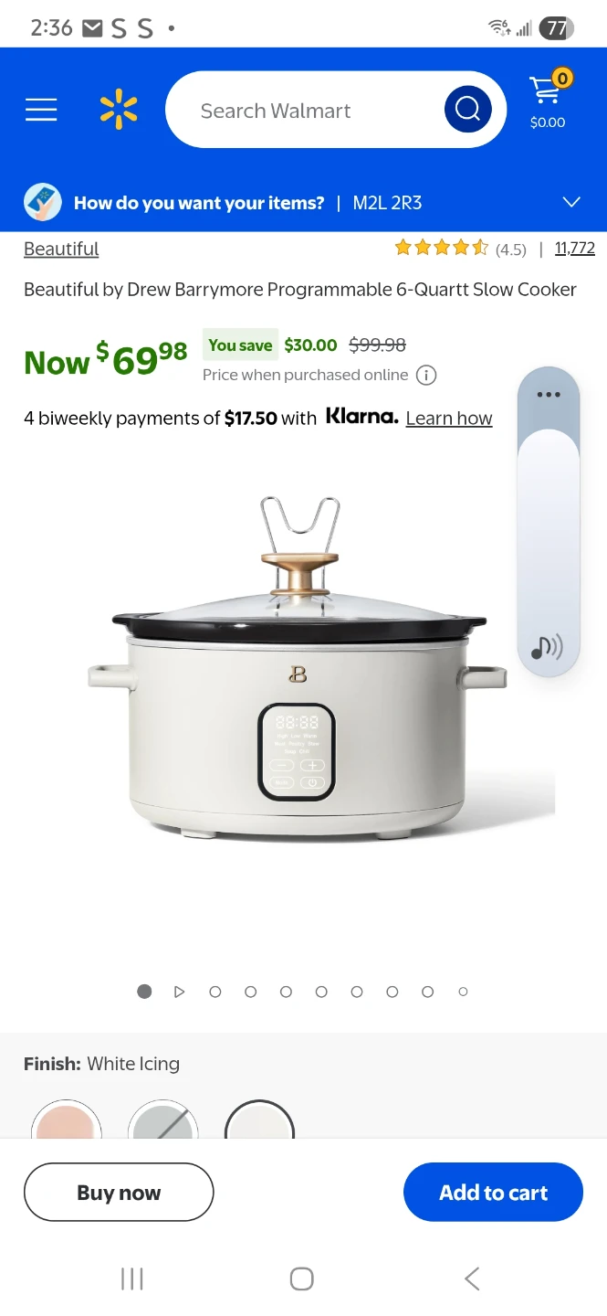 "Beautiful" Blue 6qt Programmable Slow Cooker - Like New! - photo 5