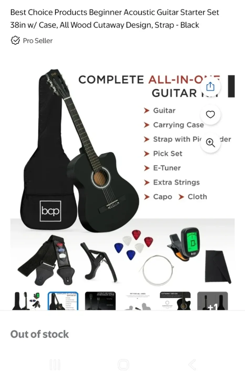 Acoustic Guitar Starter Set - Black #Cleanout image indicator(8)