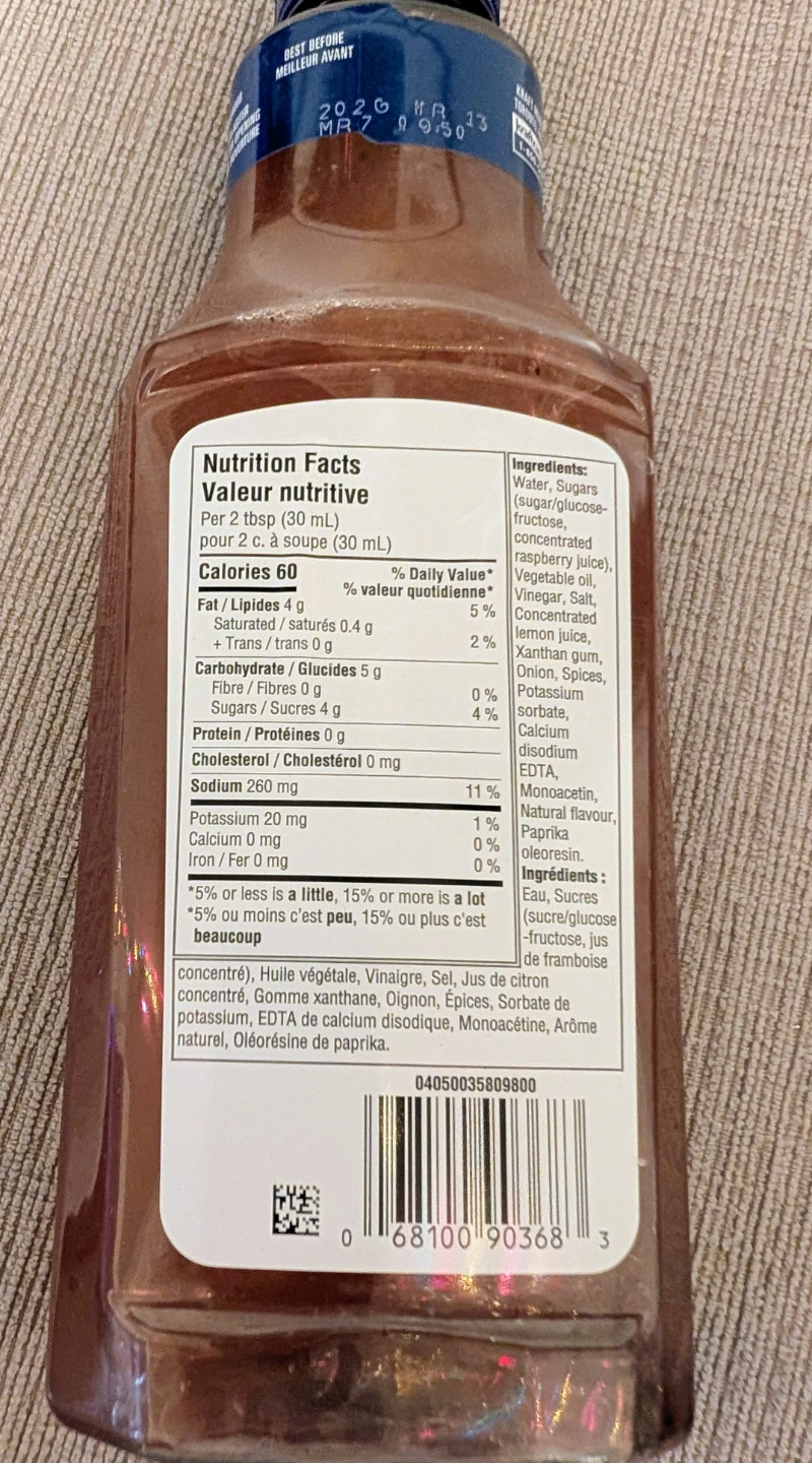 Brand New Kraft Raspberry Vinaigrette Dressing 425 mL - photo 3