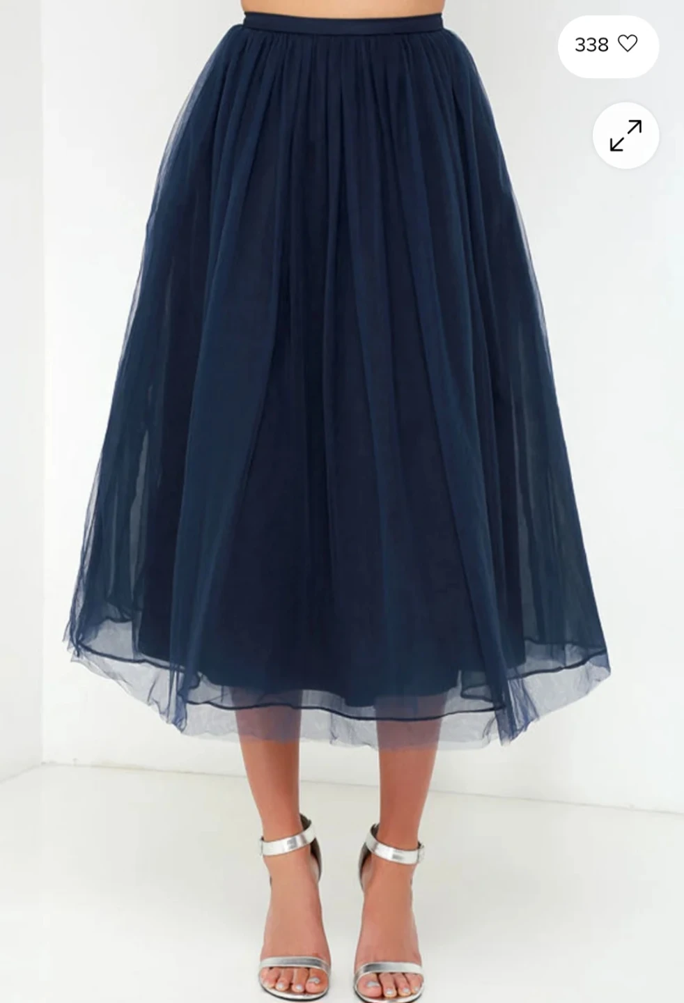 Navy Blue Tulle Midi Skirt - photo 3