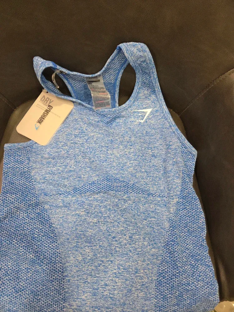 New Gymshark Seamless Vest - Blueberry Marl - Medium