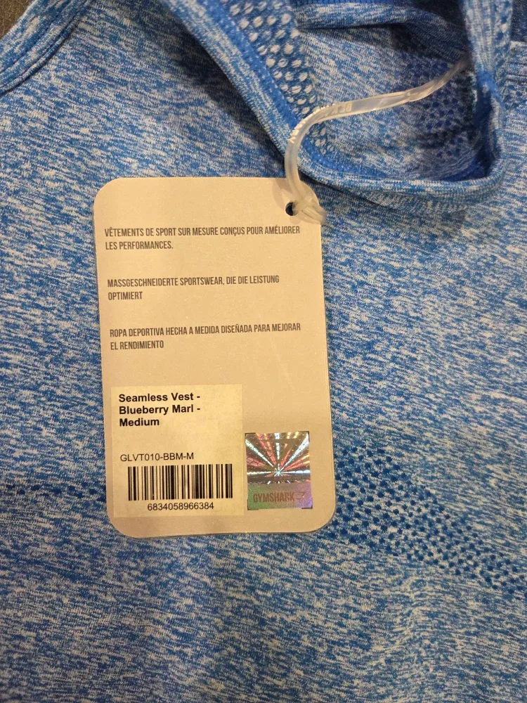 New Gymshark Seamless Vest - Blueberry Marl - Medium image indicator(2)