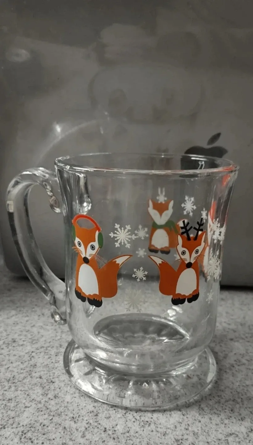 (NEW) Fox Holiday Glass Mug + (free) plastic jar # Cleanout image indicator(4)