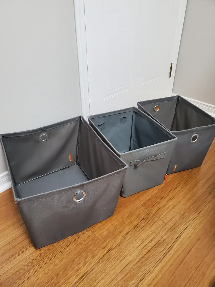 Grey Fabric Storage Bins (Set of 3)#Cleanout