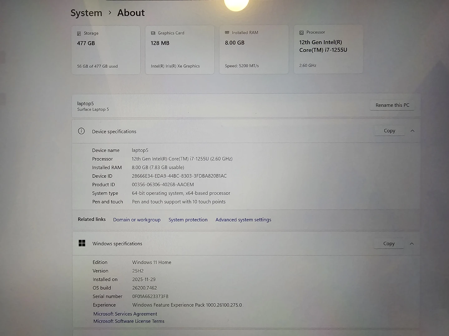 Microsoft Surface Laptop 5 15" Intel i7-1255U 8GB-512GB Platinum - photo 5