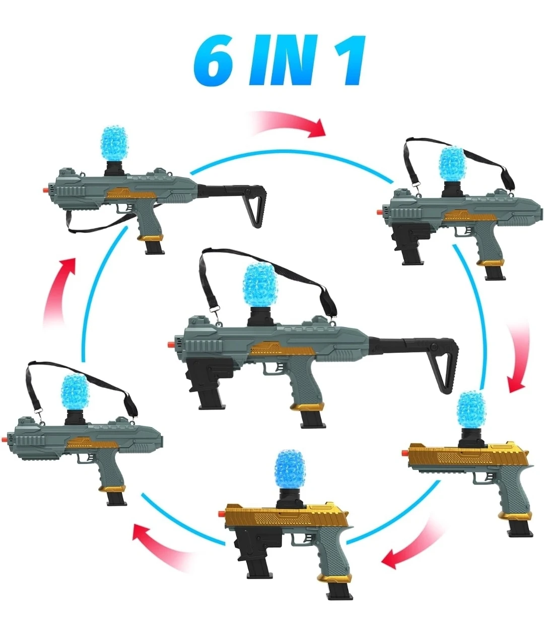 Gel Ball Blaster, 6 in 1 Automatic Gel Splatter Blaster, Toys - photo 5