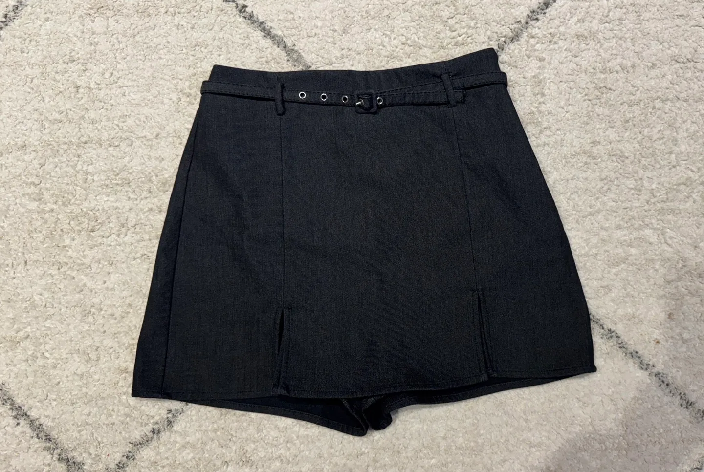 ZARA black grey A-Line Mini Skirt with Side Buckle Detail image indicator(3)
