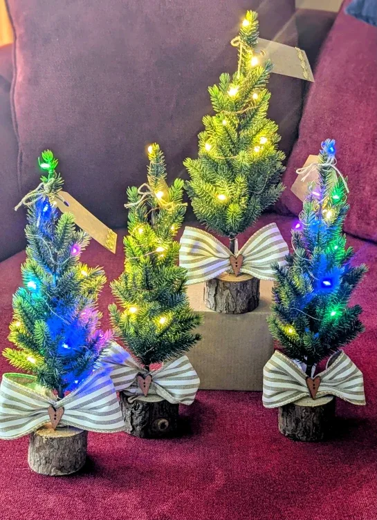 Mini Christmas Trees with Lights