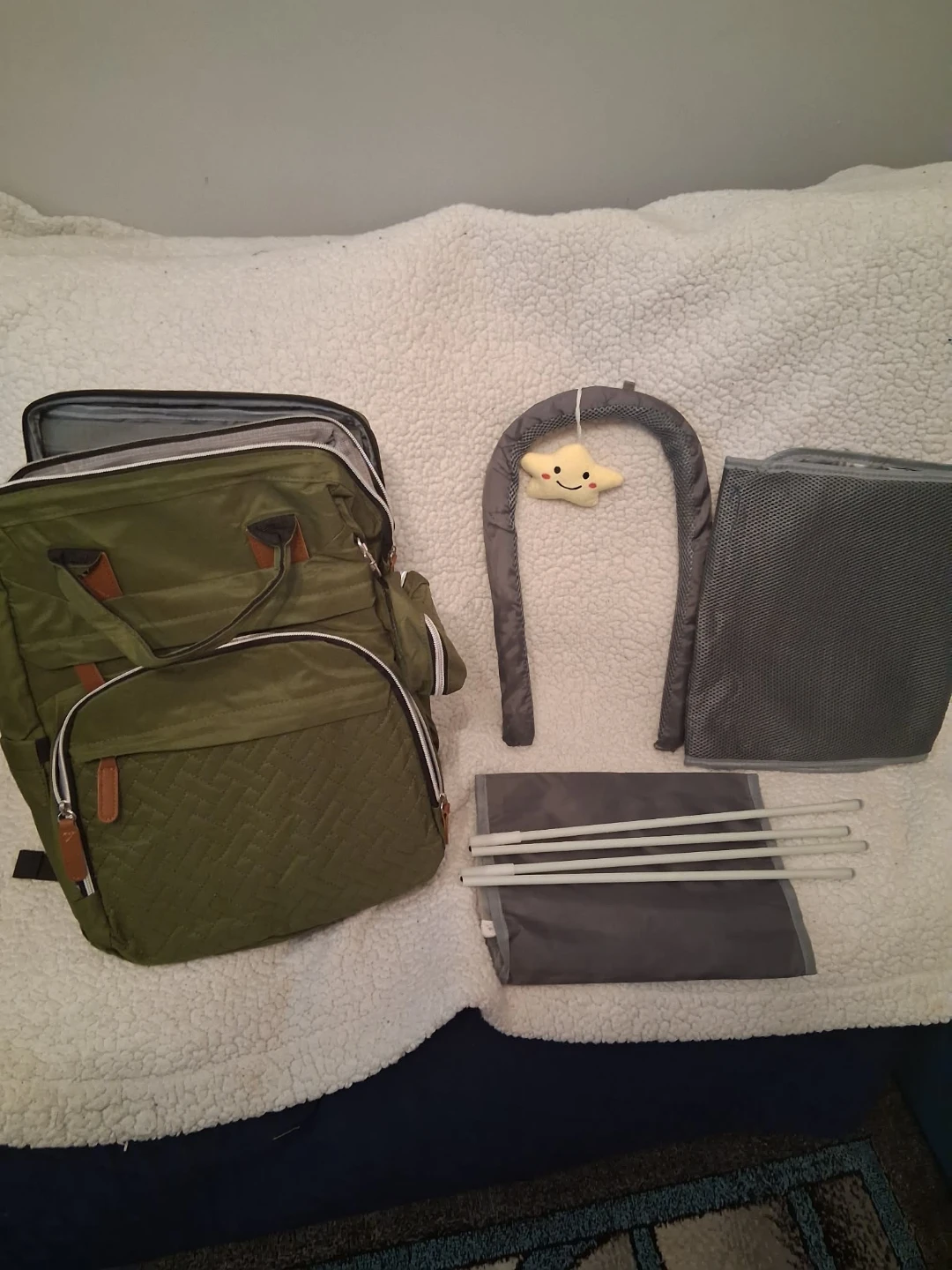 Olive Green Diaper Bag Backpack with Bassinet - photo 2